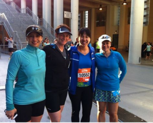 Pre-race l-r: Chris, Bobbi, Emily, me.