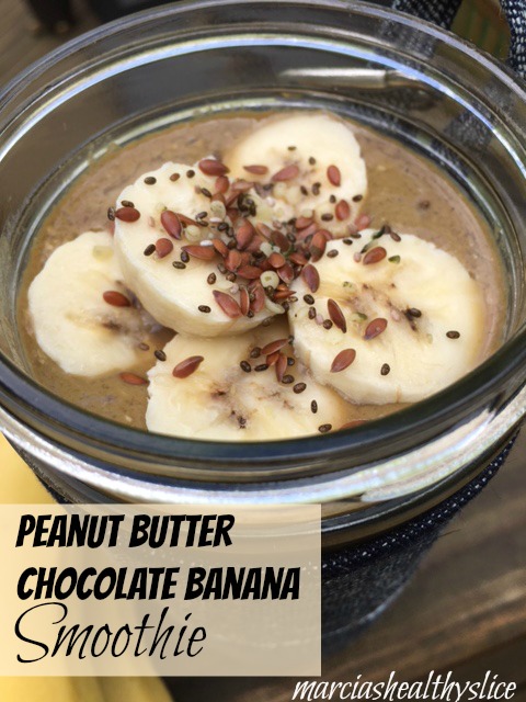 Summer Peanut Butter Chocolate Banana Smoothie with Amazing Grass Protein Superfood